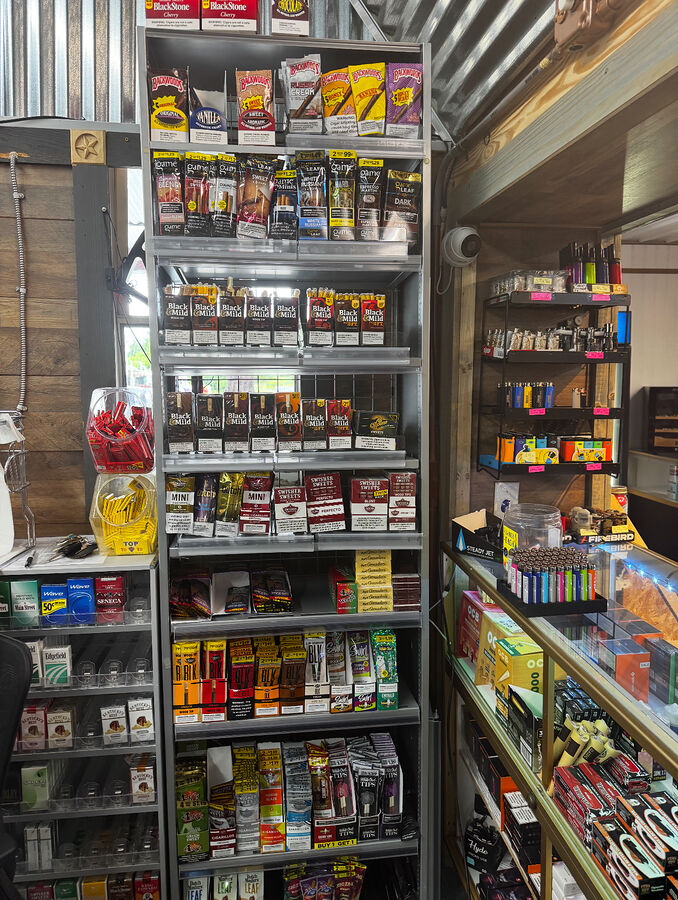 Cigarillos, wraps and machine-made cigars display
